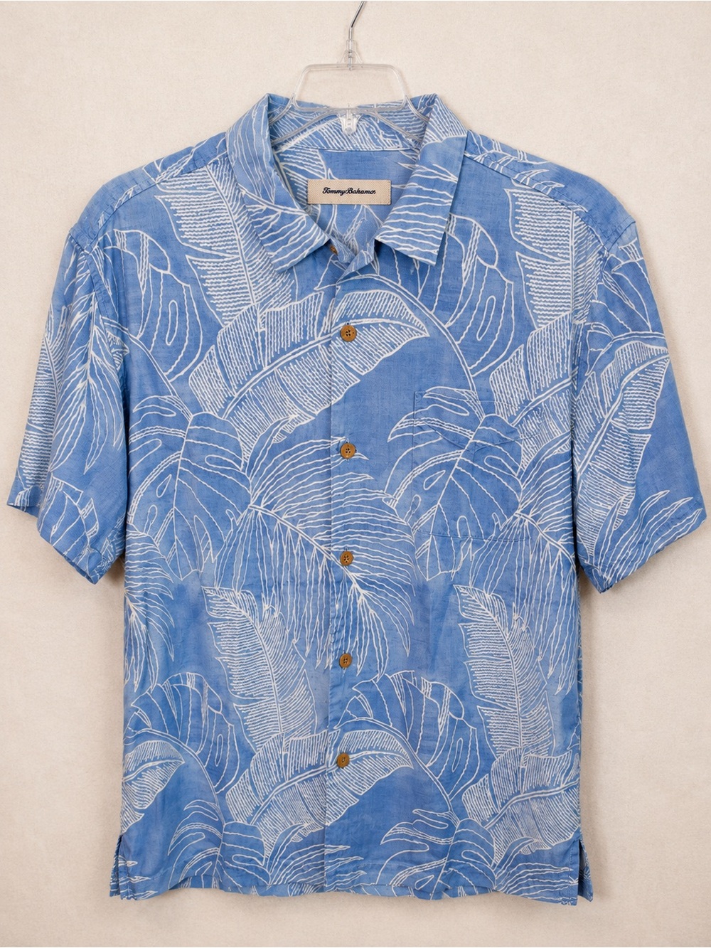 Tommy Bahama Vine Lines Silk Camp Shirt Men’s Medium M Blue Tropical Floral